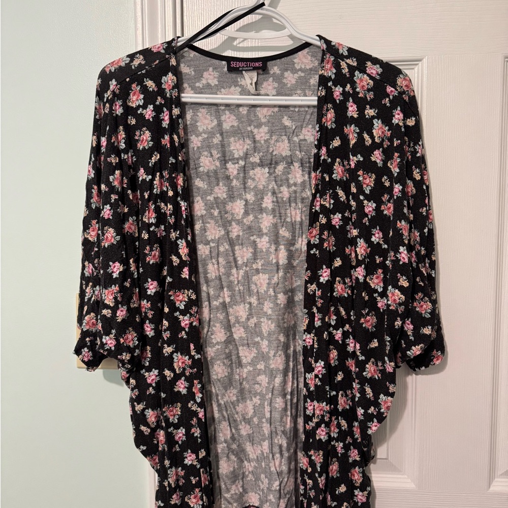 Seduction Women's Floral Black Cardigan